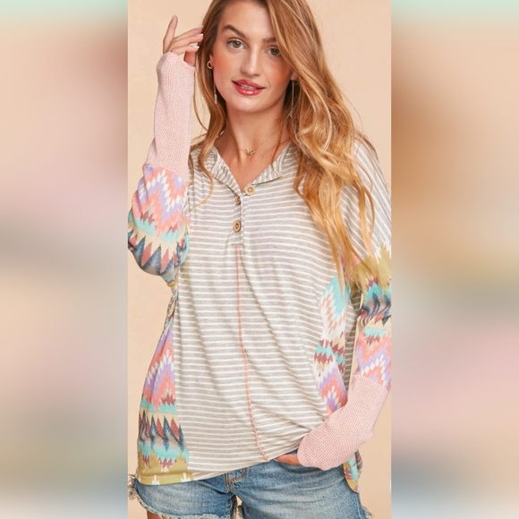 Haptics Tops - Plus Women's Thermal Button Top